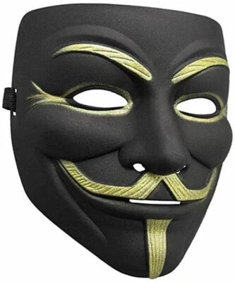 2 Pack V for Vendetta Matte Finish Polishing Black Hacker Mask Anonymous Costume - Image 1 of 4