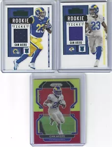 Cam Akers RC Lot (2 Panini Contenders patch RC's - 1 2021 #13/39 Prizm) RAMS - Picture 1 of 2
