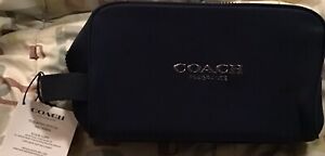 Coach fragrance navy blue cosmetic toiletry bag dopp kit pouch travel train case