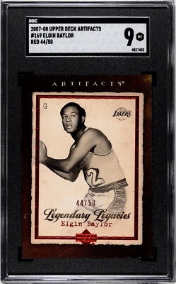 Artefactos de cubierta superior 2007-08 #169 Elgin Baylor rojo 44/50 grado 9 MT pop 1 Foto 1 de 2