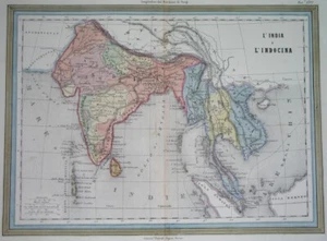 1869 ORIGINAL MAP THAILAND MALAYSIA INDIA LAOS VIETNAM SIAM SIKHS BENGAL CEYLON - Picture 1 of 7