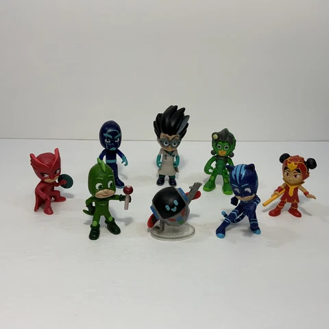 PJ Masks Toy Lot of 8 Figures: Night Ninja Catboy Gekko Owlette Romeo Just Play Cover