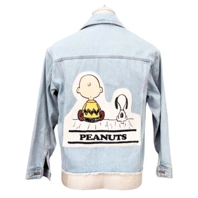 RARE Zara x Snoopy Peanuts Collab denim Jean jacket size 13-14 164 CM Girls - Image 1 of 4