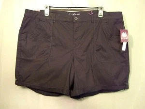 GLORIA VANDERBILT Misha Shorts Black size 24W Button length adjusters NWT n225 - Picture 1 of 7