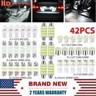 42pcs Light Bulbs Car Interior Combo Led Map Dome Door Trunk License Plate White