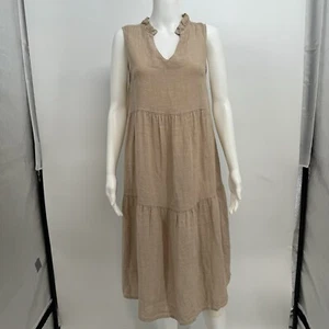 NWT Le Ragazze Taupe Linen Midi Dress Size XS Italian Dress New - Picture 1 of 10