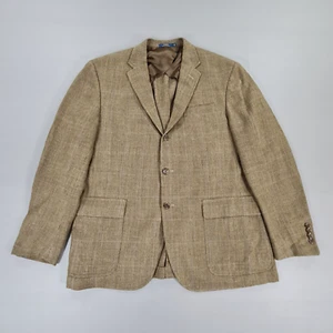 Polo Ralph Lauren Mens Blazer Green 44 R Silk Linen Tweed Jacket Summer - Picture 1 of 13