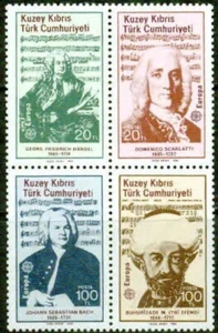 TURKEY (CYPRUS) -1985 – CELEBRITIES  BLOCK OF 4 -VF** - Picture 1 of 1