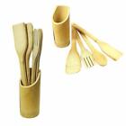 Set of 5 Bamboo Kitchen Utensil Wooden Spoon EcoFriendly Spoon Folk Knife