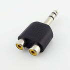 1x 6.35mm 1/4" Male Stereo To Dual RCA Female Y Splitter Audio Adapter Connector