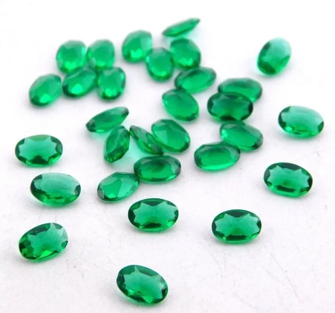 Lab Grown Zambia Emerald 50 Pieces 5x7mm Oval Faceted For Making Jewelry - Image 1 of 1