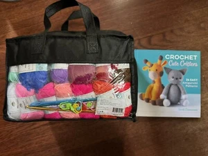 Crochet Kit | 52 Color Acrylic Yarn, hooks, etc PLUS Crochet Cute Critters Book - Picture 1 of 6