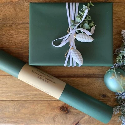Wrapping Paper KRAFT Eco Friendly Forest Green Birthday Christmas Sheet Roll