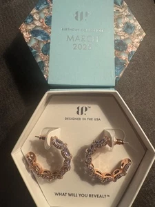 BP BEAUTIFUL CLARITY Aquamarine CZ Hoop Earrings Rose gold March 2025 Bomb Party - Picture 1 of 3