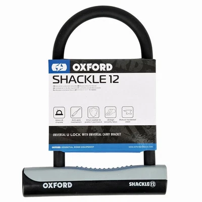 Oxford Essential Shackle 12 Universal U Lock With Carry Bracket - LK330 - Image 1 of 4