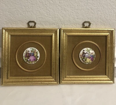 B&S Creations Vintage Cameo Courting Couple Fragonard Plaques - Image 1 of 4