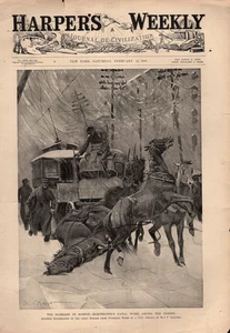 1898 Harpers Weekly  February 12 - Boston snow storm is fatal to horses - Picture 1 of 1