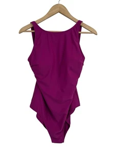 Talbots Aqua Club Raspberry Solid One Piece Swimsuit Large New - Picture 1 of 4