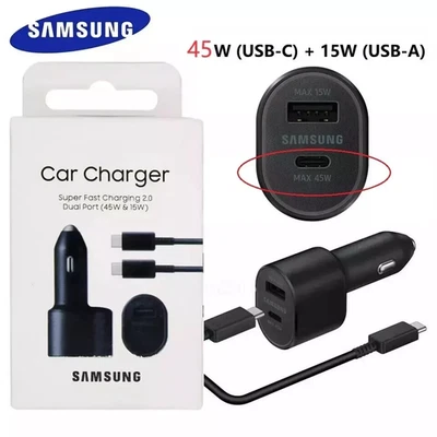 Samsung 45W+15W Dual Port Car Charger Super Fast Charging 2.0 2025 Model - Image 1 of 4
