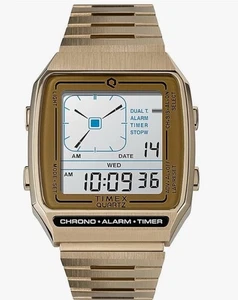 TIMEX - Quartz Analog Digital Dial Mens Gold Watch TW2U72500ZV - NEW & BOXED - Picture 1 of 4