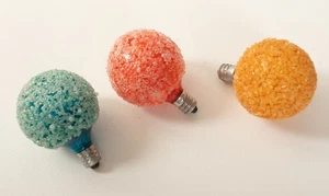 Lot 3 Ice Sugar Christmas Snow Cone Bulbs (UI1/JSF6) Vintage Tested Blue Red Or - Picture 1 of 3