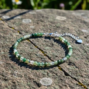 Moosachat Minimalist Perlen Armband Heilung Reiki Ruhe Balance Geschenk für Frauen - Bild 1 von 3