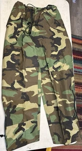Vintage US Military Cold Weather GoreTex Camo Trousers Woodland Large Long 90s - Picture 1 of 3