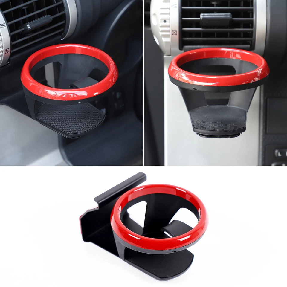 Dashboard Side Air Vent Cup Holder Steel Red Ring For Toyota FJ Cruiser 2007-21 — 第 1/4 张图片