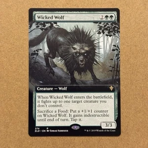 B3G3 ~ Magic The Gathering ~ Wicked Wolf (arte extendido) ~ ELD Throne of Eldraine ~ #374 ~ M/NM - Imagen 1 de 2