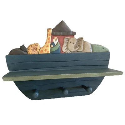 De colección Arca de Noé y Animales Clavija de Madera Abrigo Sombrero Estante de Pared Habitación de Niños Estante Foto 1 de 4