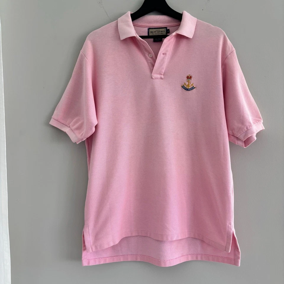 Ruff Hewn Mens Polo Size Medium Pink Vintage Short Sleeve 100% Cotton USA - Image 1 of 4