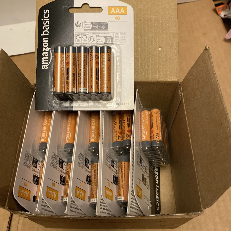Amazon Basics 10 Pack Of 10 100 AAA High-Performance Alkaline Batteries, NEW - Image 1 of 1