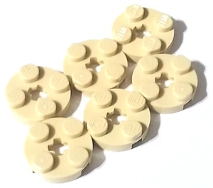 LEGO 6x Tan Plate 2x2 Round with Axle Hole (Part 4032) - Picture 1 of 1