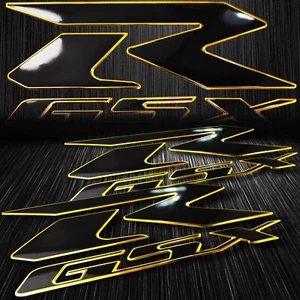 2x 6.25" ABS 3D Emblem Decal Fairing Logo Sticker Suzuki GSXR Black/Chromed Gold - Picture 1 of 3