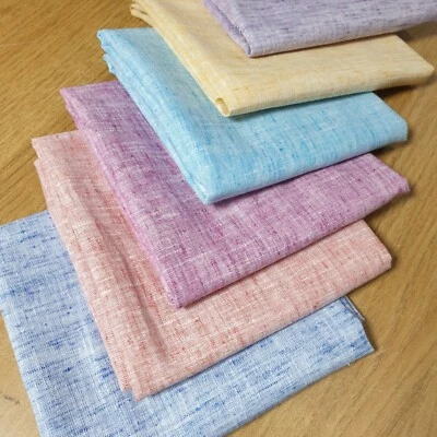 Melange 100% Linen Fat Quarter Fabric Bundle of 6 50x50cm Plain Solid Colours - Image 1 of 4