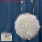 Women Fluffy Ostrich Feather Handbag Circular Bag Purse Clutch Party Fashion New