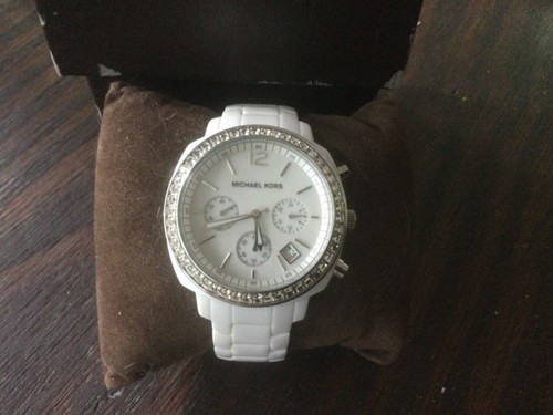MICHAEL KORS Orologio Michael Kor MK5079 Cronografo Bracciale Acrilico Bianco Batteria Nuova