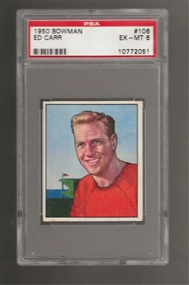 1950 Bowman Football #106 Ed Carr PSA 6 EX MINT - Image 1 of 2