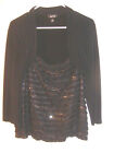 Alyx Size XL Black & Silver Ruffled Faux Two Peice Top