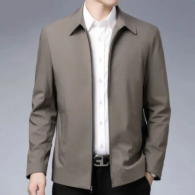 Men Coat Jackets Tops Business Autumn Spring Zipper Casual Turn-down Collar И - Image 1 of 4