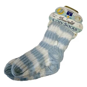 Calcetines de seda Earth Therapeutics Dream con infusión de manteca de karité felpa azul blanco - Imagen 1 de 6