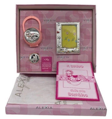 Set Cornice+Portaciuccio+Spilla+Diario firmato Made in Ita in argento+Box Regalo - Immagine 1 di 4