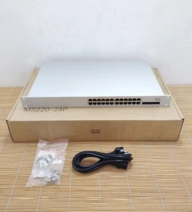 Neu Cisco Meraki MS220-24P-HW Cloud L2 24 Port Gigabit 370W PoE Unclaimed New - Afbeelding 1 van 1