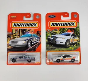 Matchbox Lot of 2 Ford Police Interceptor / Chevy Caprice Classic Police - Picture 1 of 7