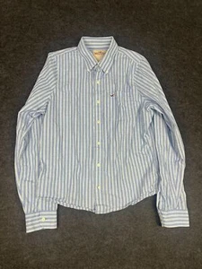 Hollister Men's Button Down Blue Striped Sz Lg Shirt 100% Cotton - Picture 1 of 5