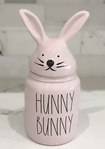 Tarro de galletas Rae Dunn HUNNY BUNNY cabeza de conejo rosa NUEVO - Imagen 1 de 8