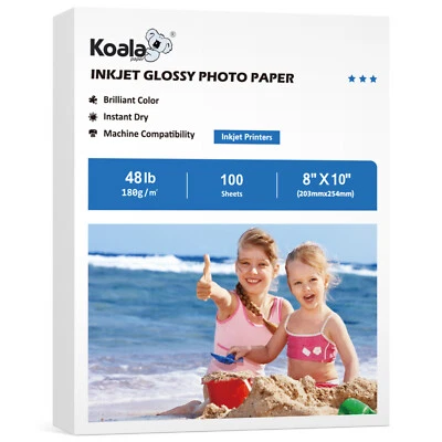 Koala Premium Inkjet Photo Paper 8X10 Glossy 48lb 100 Sheets 180g Picture Paper - Image 1 of 4