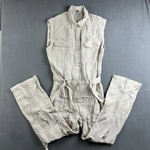 YFB Young Fabulous & Broke Jumpsuit Womens Size Medium Ivory Linen Sleeveless - Picture 1 of 17
