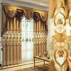 1PC Modern Embroidery Chenille Curtain European Living Room Window Drape Decor
