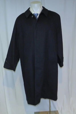 Paul Stuart Italy Moessmer Loden Navy Brushed Flannel Balmacann Top Coat 42 - Image 1 of 4